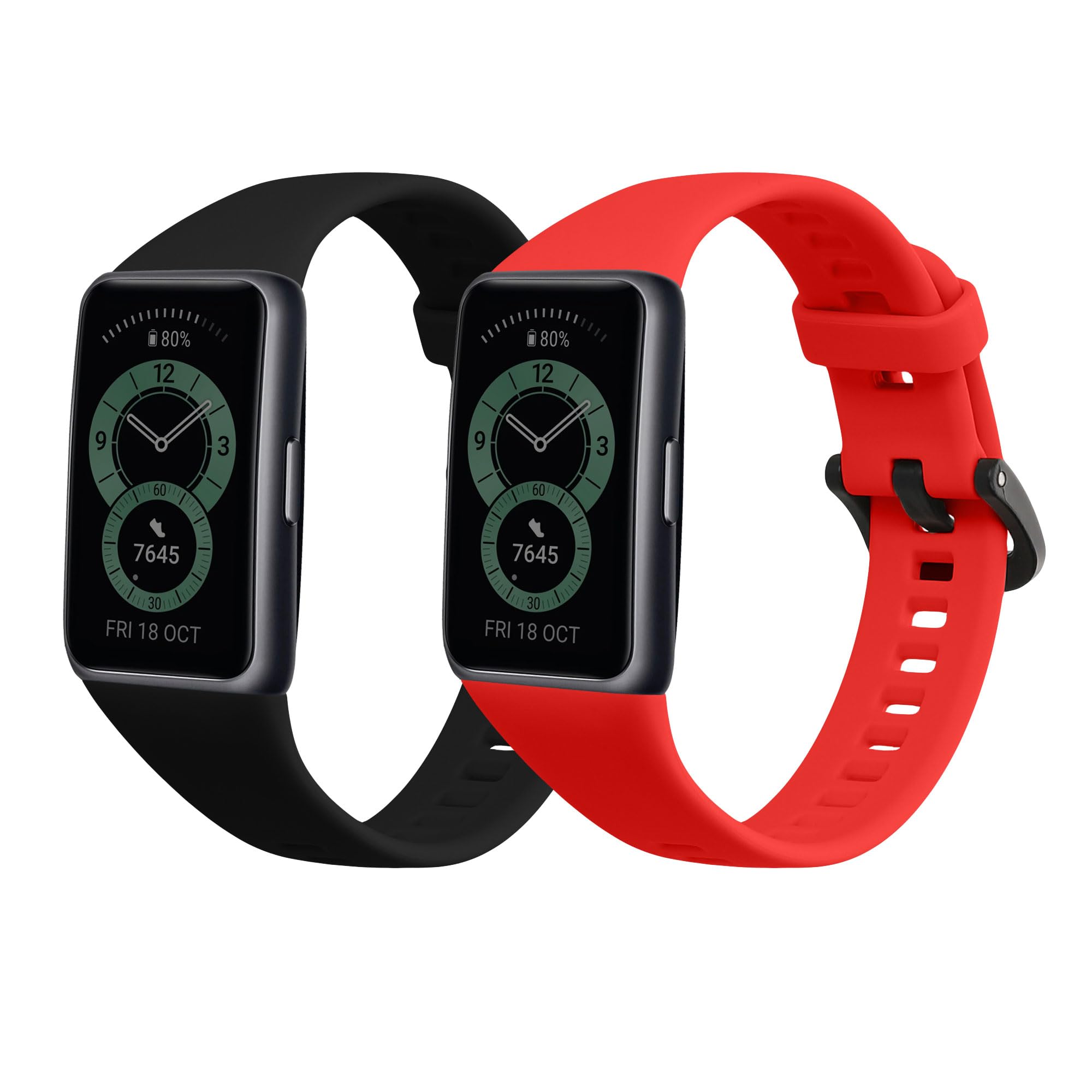 kwmobile Pulsera compatible con Huawei Band 6-2x Correa de TPU para reloj inteligente - negro/rojo
