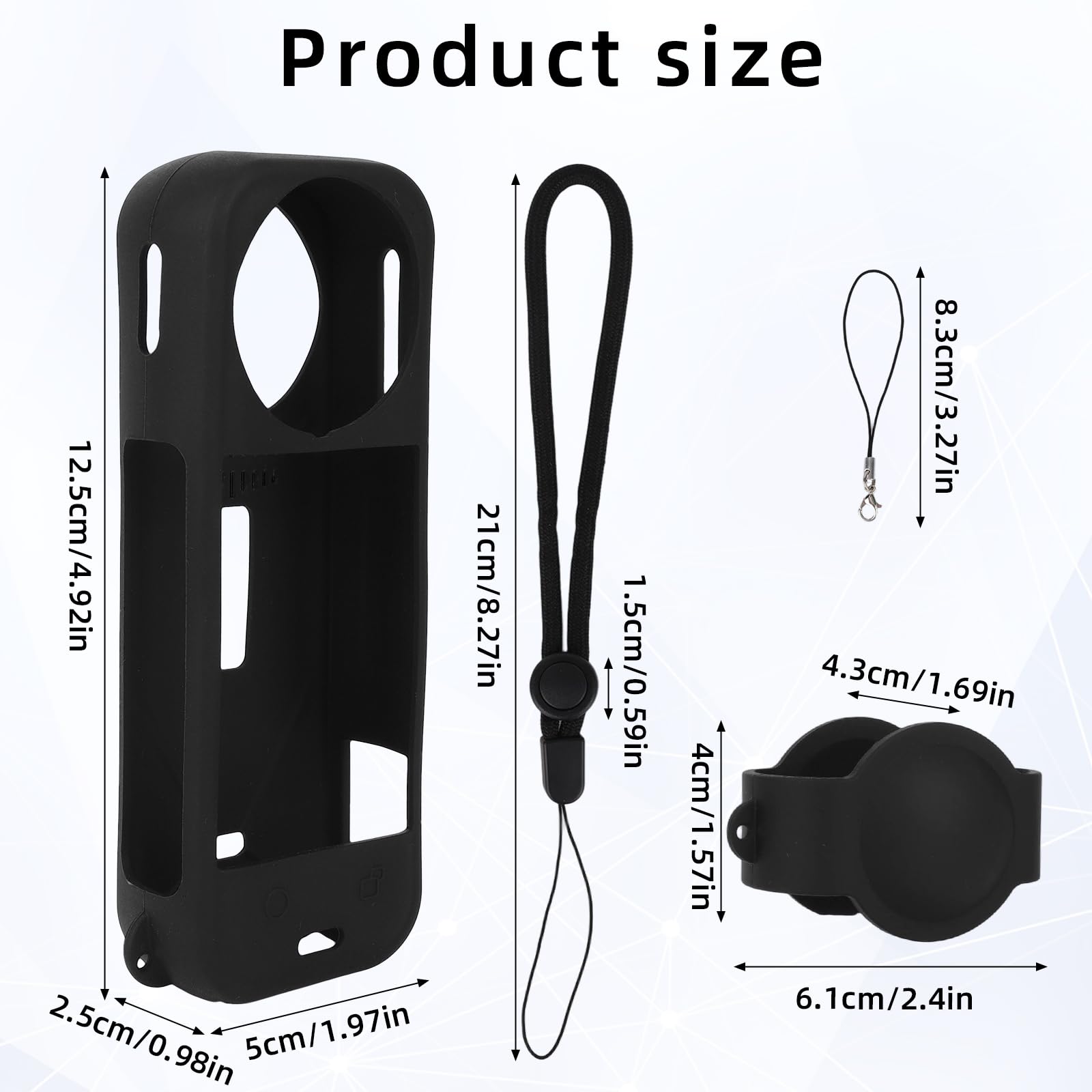 2 Szt. Etui Silikonowe do Insta 360 x5, Precyzyjne Dopasowanie Etui Ochronne Silikonowe z 2 Paskami Niezbędne Akcesoria do Korpusu Aparatu i Osłony Obiektywu Prezent dla Entuzjastów Fotografii