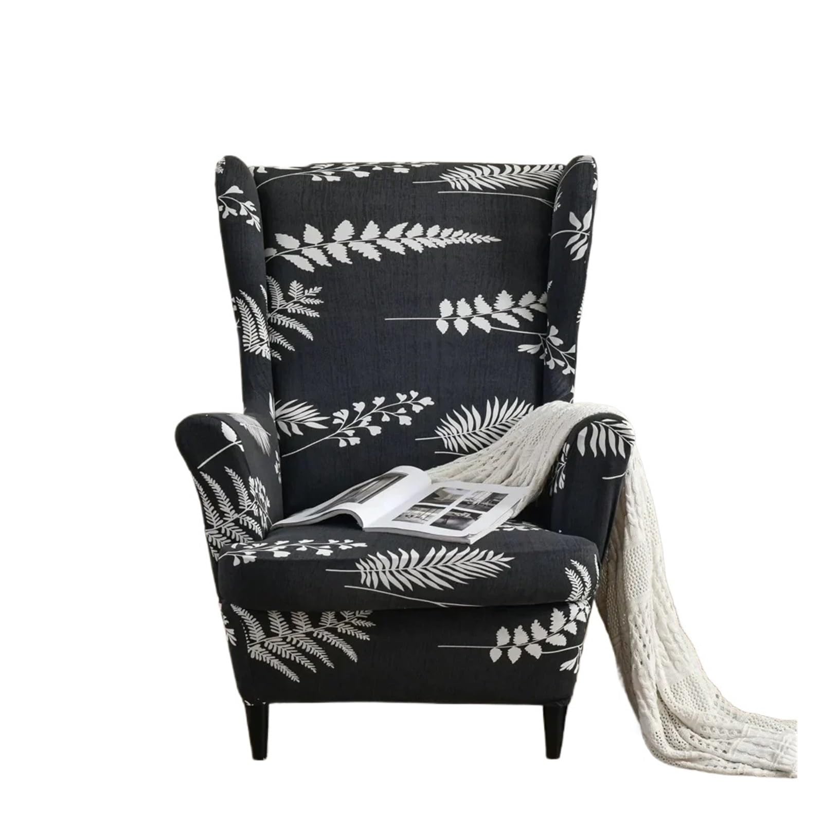 GCYEIDMA Wing Chair Slipcover Flower Wing Chair Cover Stretch Armchair Covers Removable Relax Sofa Slipcovers(Style-18)