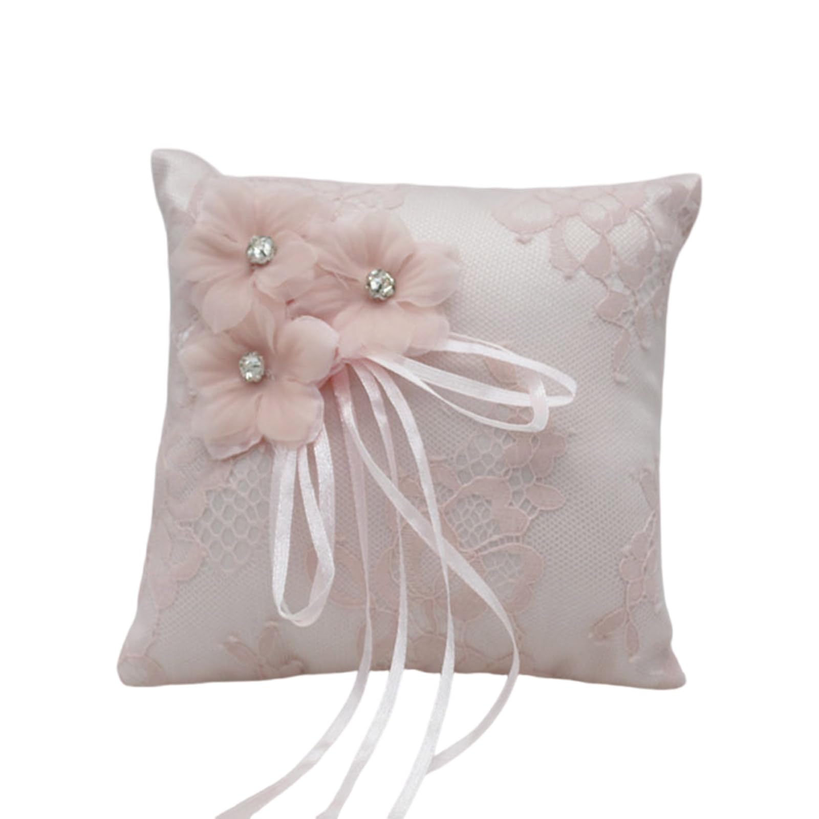 JSGHGDF Rings Bearer Pillow Soft Cushion Bows Rhinestones Studded for Bridal & Banquets Rings Elegant Wedding Accessory