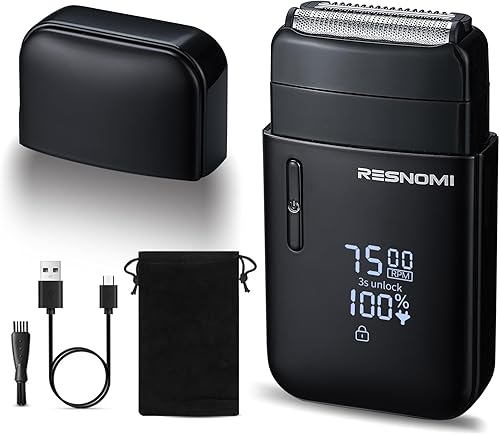 Afeitadoras eléctricas de aluminio para hombres, maquinilla de afeitar eléctrica para hombres  2 cuchillas flotantes, IPX7 impermeable, 3 engranajes