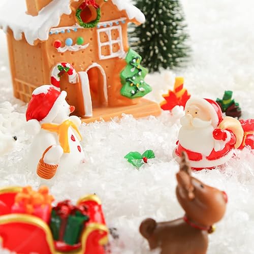 Miniatura 3 de LovesTown Figuras en miniatura de Navidad para manualidades, kit de 25 adornos de Navidad, muñeco de nieve, hada, resina, árbol de pino para jardín