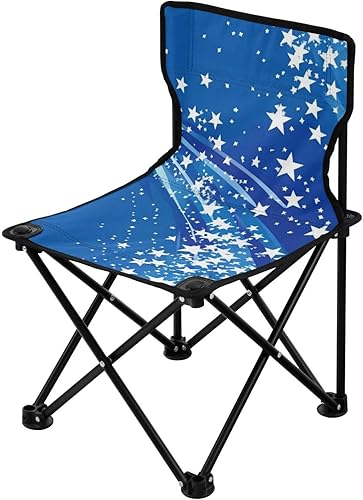 Miniatura 1 de KLL Blue America Flag Stars Patriotic 4th of July Compact Camping Chairs Ultra Lightweight Backpacking Camp Chair with Carrying Bag Hiking Chairs