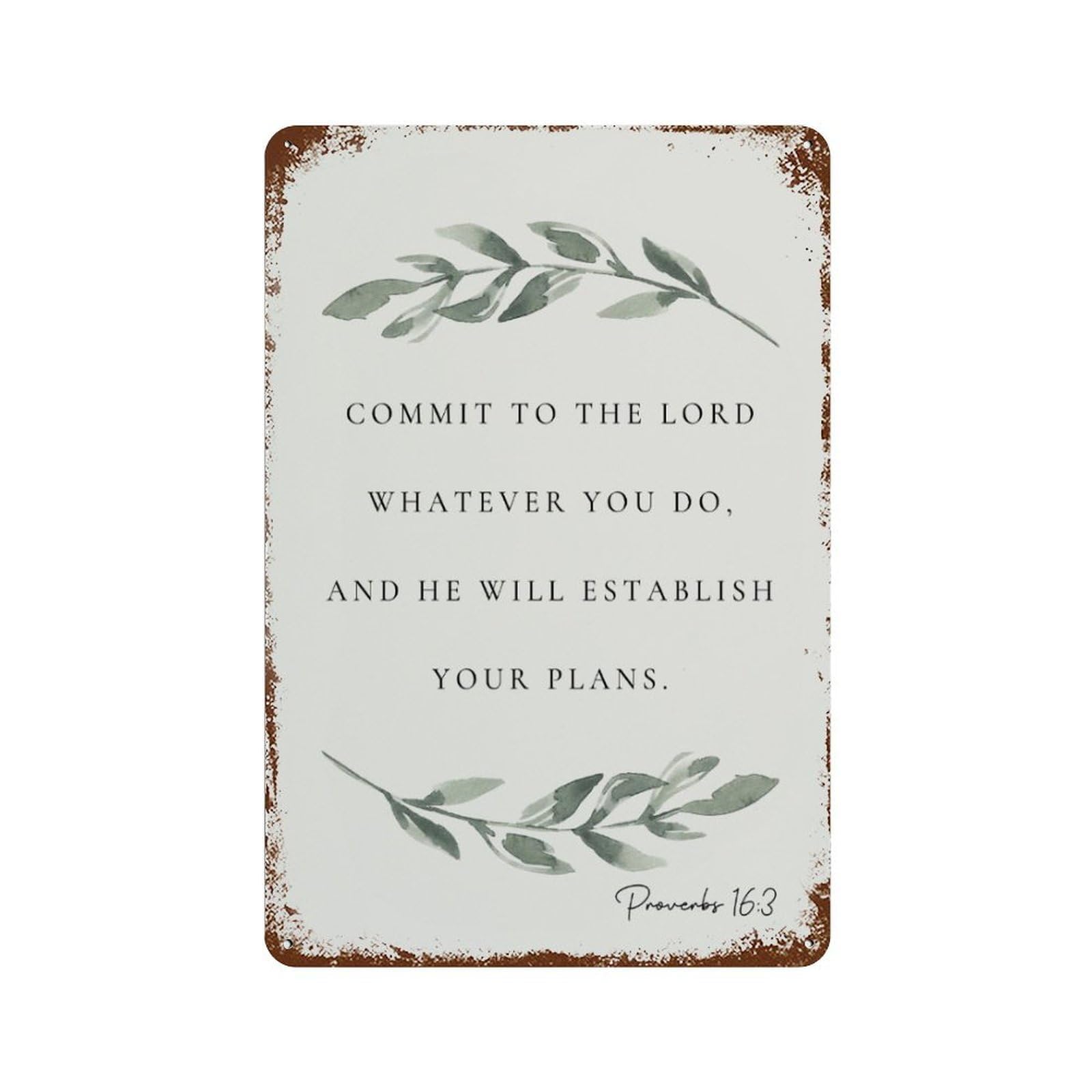 xiaoxiaoshen Botanical Scripture Proverbs 16 3 Wall Decor Art Metal Tin Poster Modern Home Decor Art Home Bar Shop Decorations Vintage Sign 30x20cm