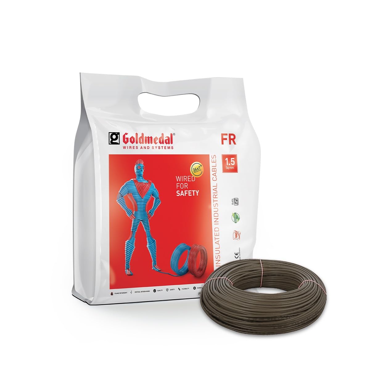 Goldmedal 45 Meter 1100V 1.5 Sq mm Fire Retardant Electric Wire (Black) - Pack of 1 | Wire for Domestic & Industrial Connection Use | Multi-Strand, PVC Electrical Insulated Copper Wire-image-7