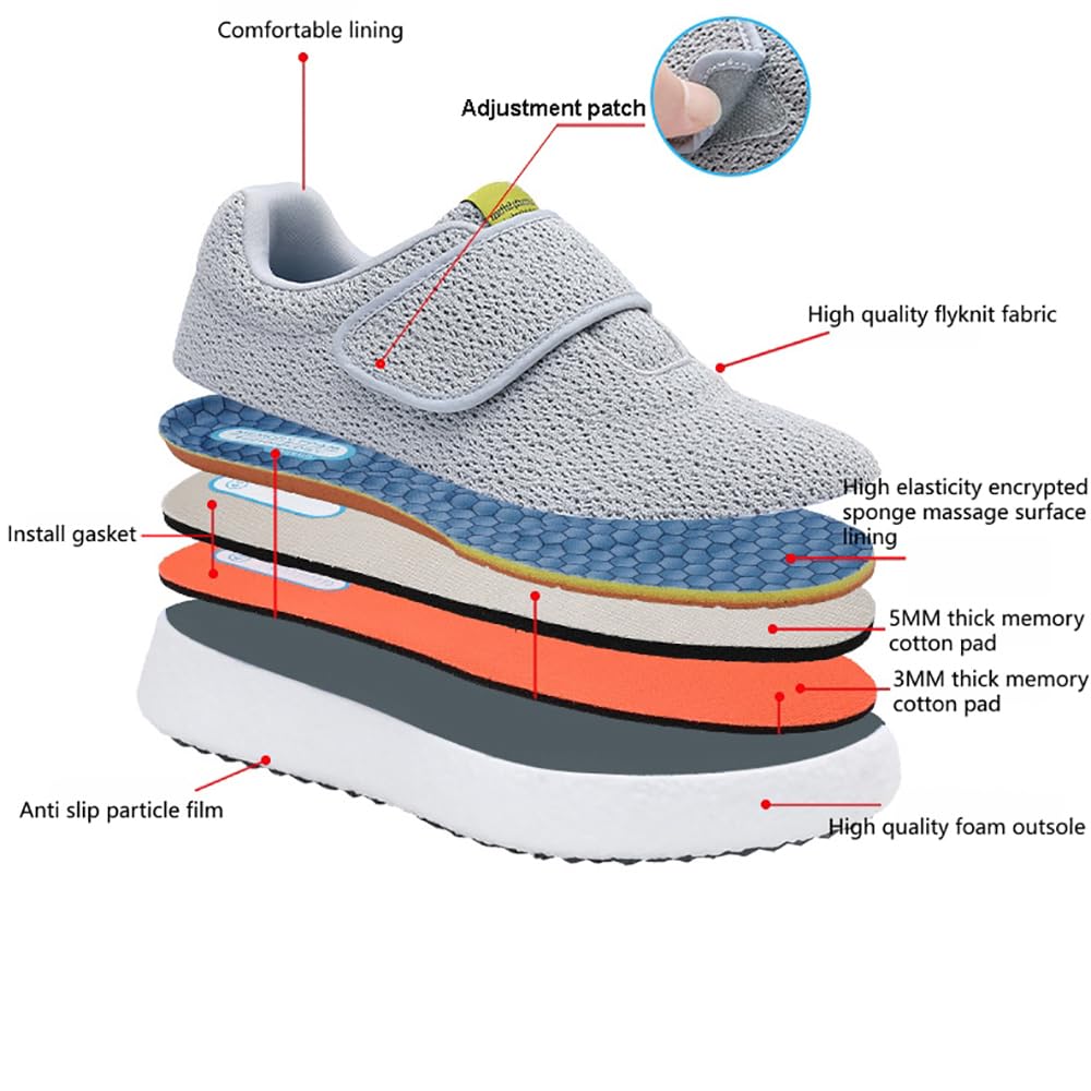 Zapatillas para Diabéticos Hombre Y Mujer Calzado para Caminar Fácil De Poner Ajuste Extra Ancho Zapatos Ortopédicos Casuales Y Ajustables Calzado Ortopédico Antideslizante Zapatillas