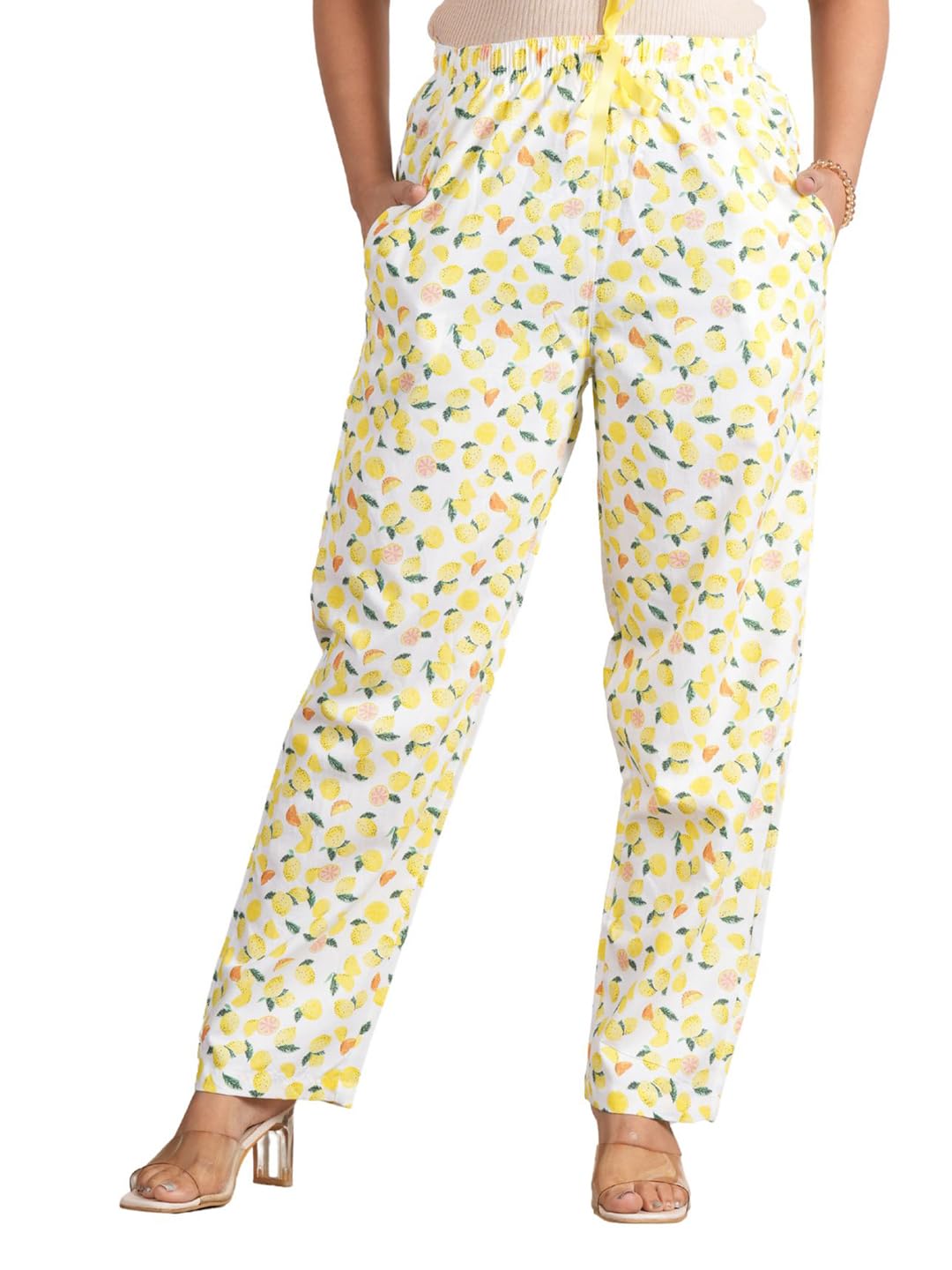 Women’s Pure Cotton Woven Pyjama | Mid Rise Relaxed Fit Elasticated Drawstring Waistband & Side Pocket | Comfortable Lounge, Sleepwear & Casual Bottom Wear-picture-33