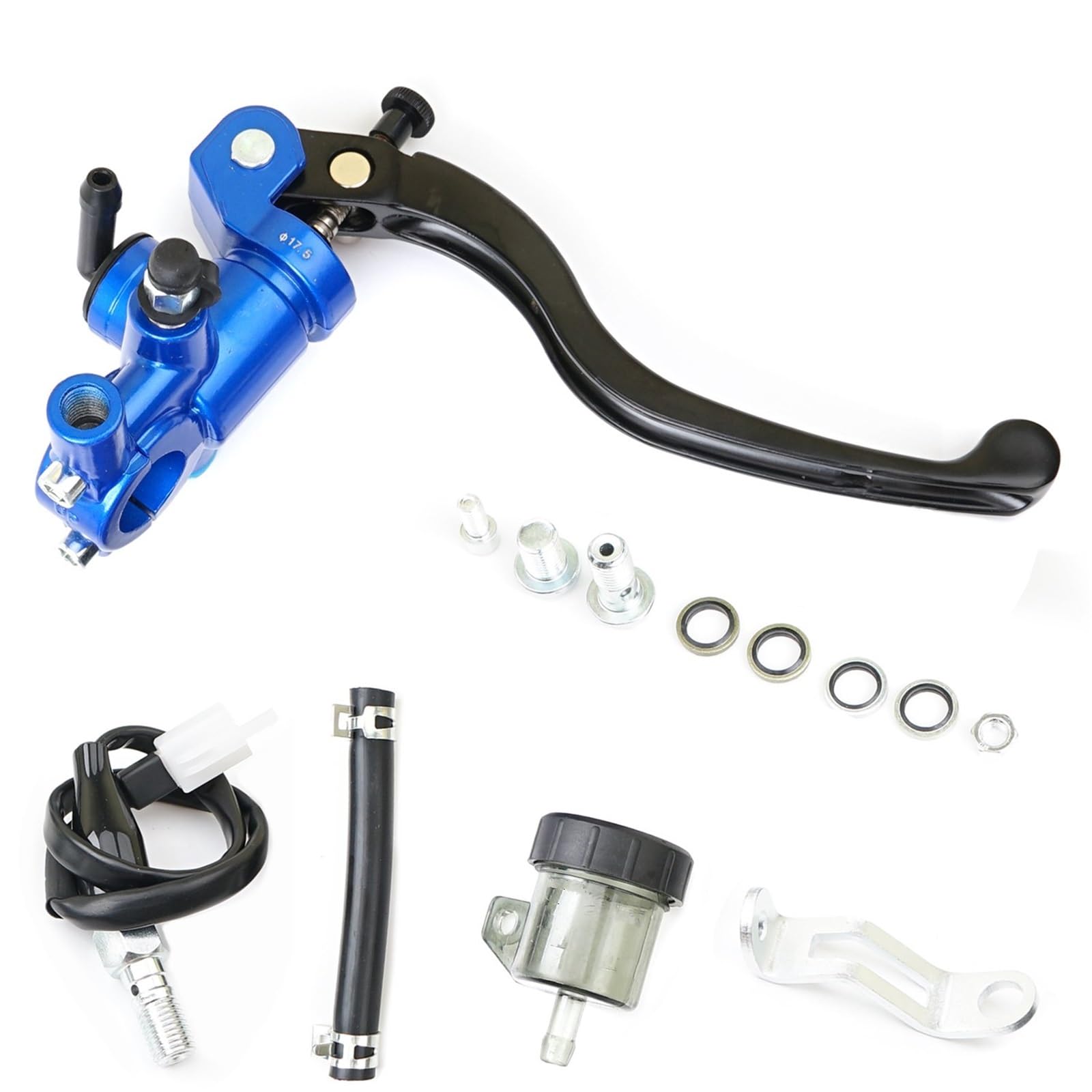 IUKMR Motorcycle Clutch Brake Lever Motorcycle Brake Master Cylinder Lever Hydraulic Clutch 17.5mm Piston 22mm Universal(Right Blue)