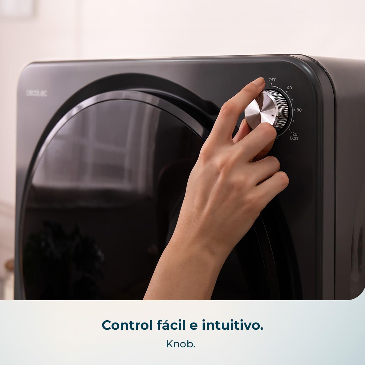 Cecotec Mini Secadora de Evacuación 2,5Kg Bolero DressCode Dry 3150V Dark. 950W, 6 Programas, Programa ECO, Control Knob Intuitivo, Secado Rápido y Eficiente, Ideal Espacios Pequeños, Acero