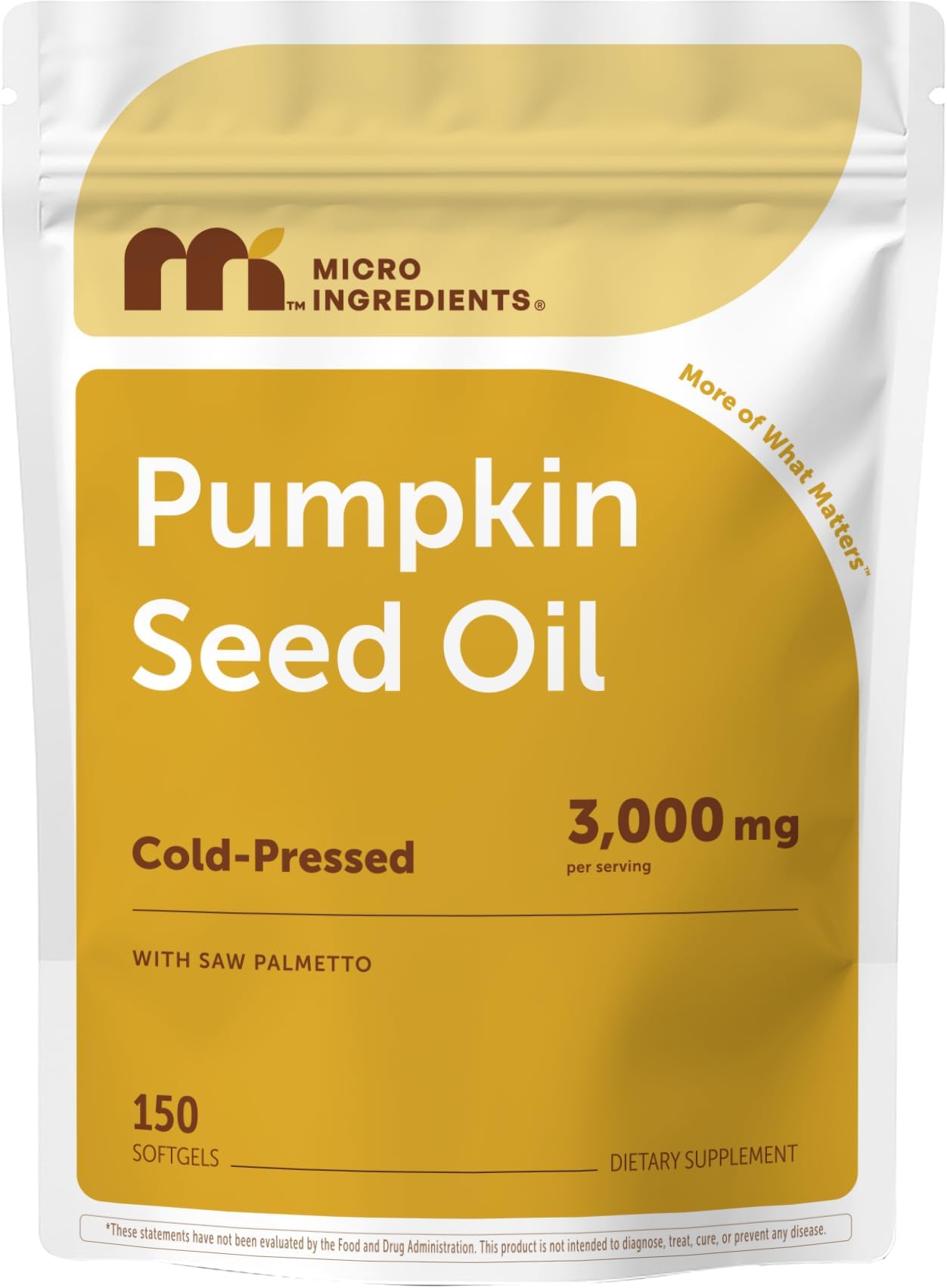Micro Ingredients Pumpkin Seed Oil with Saw Palmetto, 150 Softgels | Cold Pressed, Pure Virgin Oil, Essential Fatty Acids, & Phytosterols | Natural Herbal Supplement | Non-GMO
