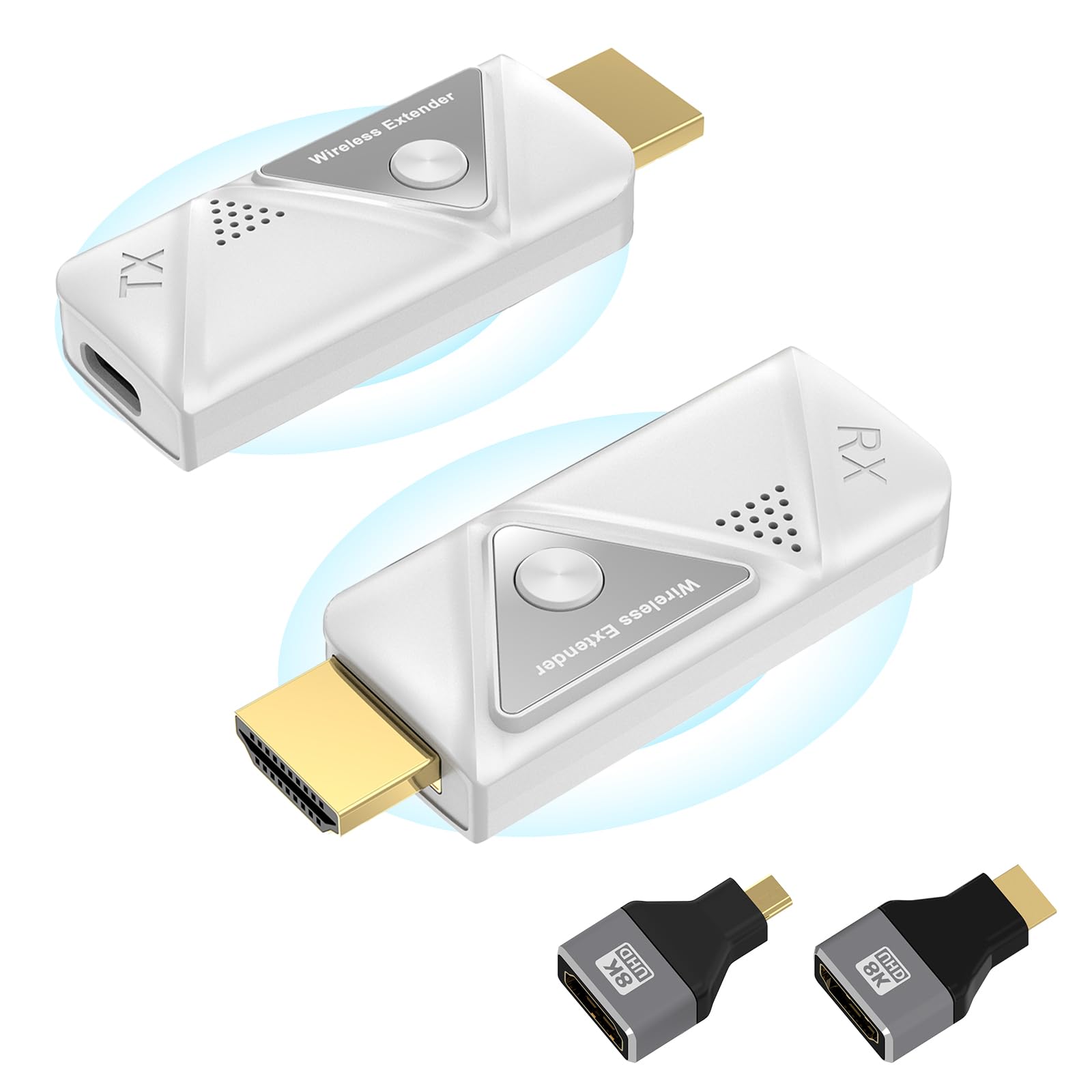 Trasmettitore e Ricevitore HDMI Wireless, HDMI Wireless Extender per Trasmettere Audio e Video HD a Monitor/Laptop/PC/TV Box/Proiettore, 2,4G/5G Trasmissione Radio Portatile, Plug & Play