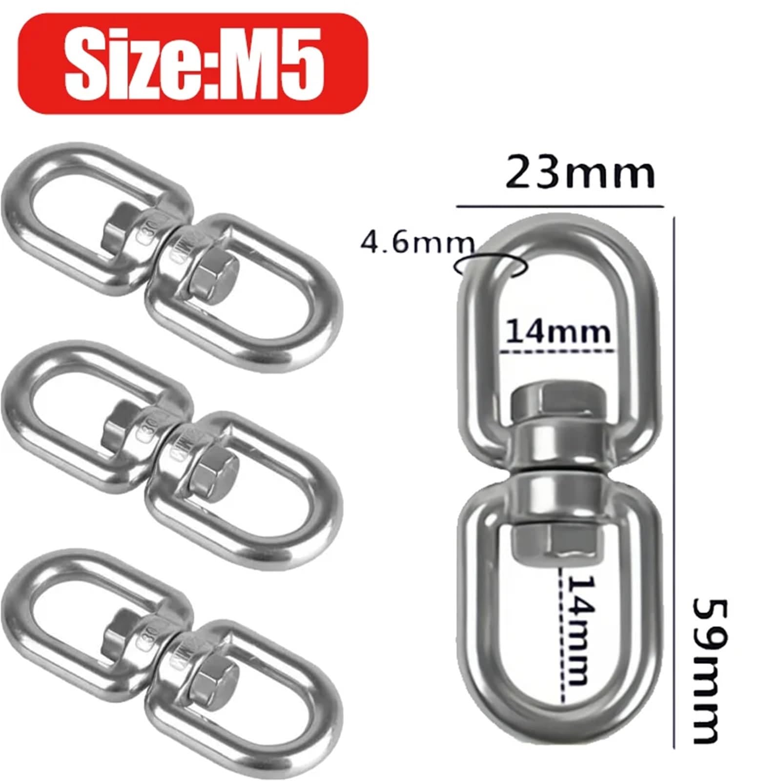 Doppelseitiger Wirbel 10 Stück Doppelseitige, Drehbare Ösenringe Aus Edelstahl Mit Schäkelverbinder, Karabiner Und Schnellverbindungskette(M5)