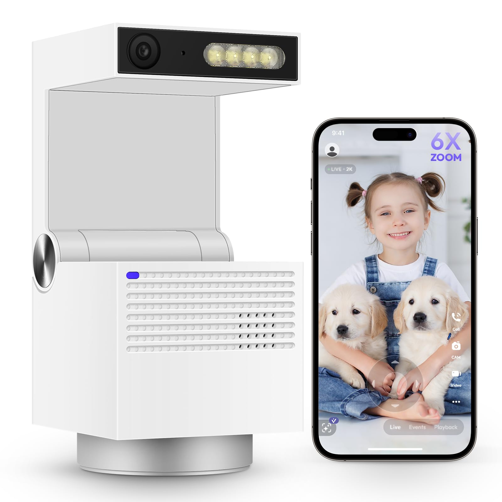 Hidden Camera EseeCloud 2K Pet Camera 360° WiFi Robot Cam With