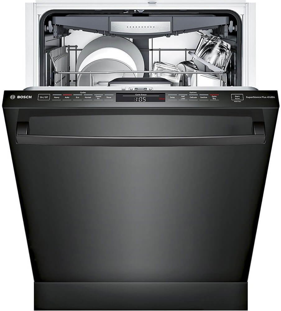 SHXM78W56N 24 800 Series Dishwasher with 16 Place Settings 42 dBA Noise Level 3rd Rack 6 Programs 5 Options and Sanitize Option in Black