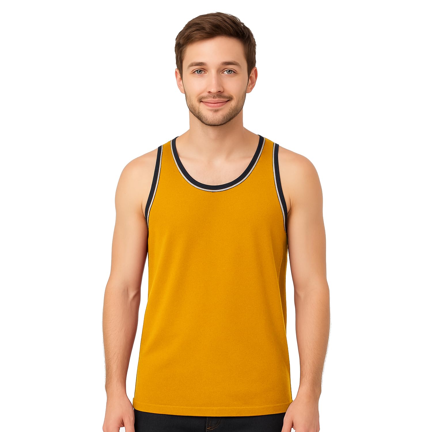 Nikaro Men's Yellow Cotton Gym Vest Racer Back Tank Top Sleeveless Muscle Training Workout Top Uk (3Xl)