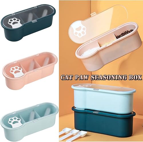 Miniatura 3 de AKOAK 1 paquete de contenedor de especias para condimentos, contenedor de almacenamiento de 3 frascos de condimentos, contiene 3 cucharadas para