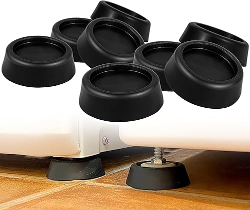 Almohadillas antivibración para lavadora, secadora, refrigerador, mesa, sofá, cama y otros muebles, almohadillas redondas de goma negra (juego de 8)