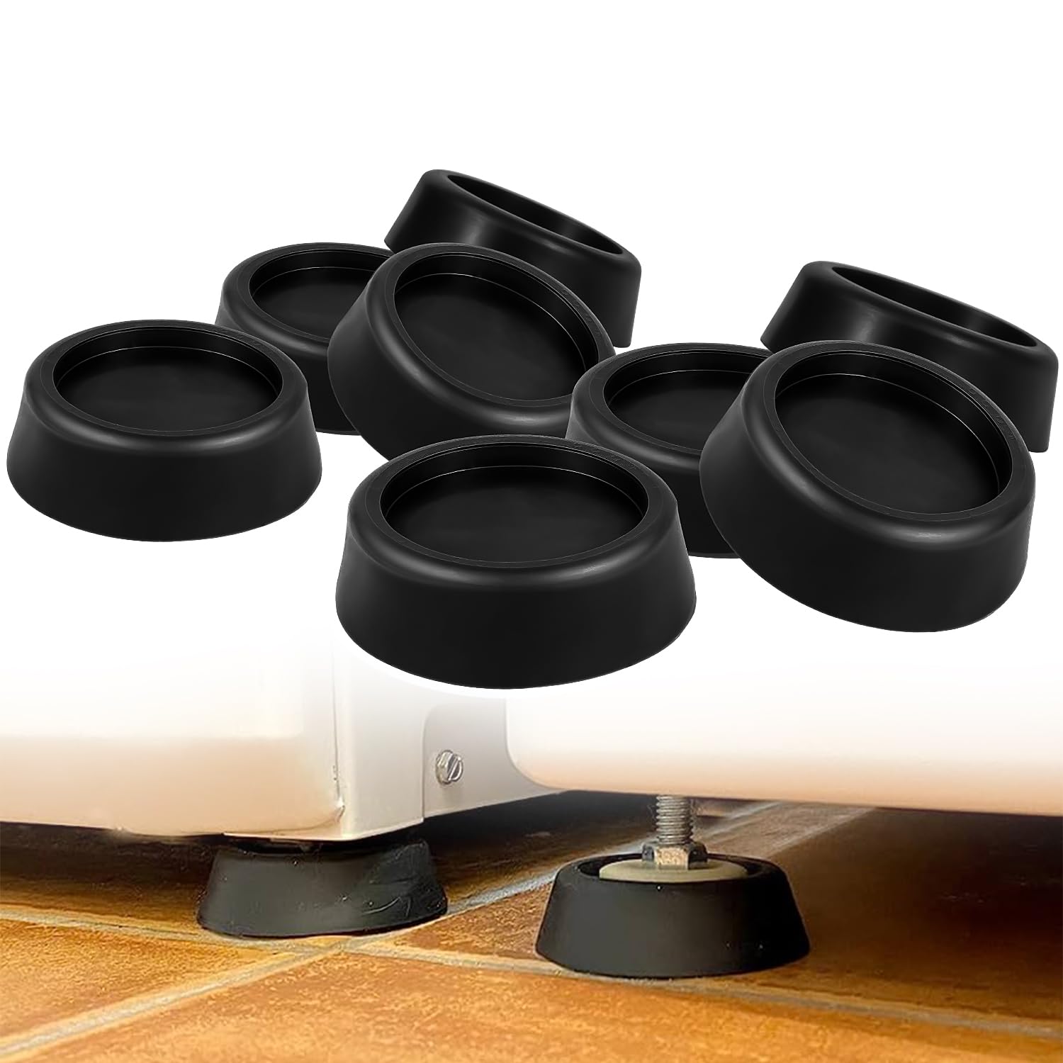 Juego de 8 almohadillas antivibración JB6368 aptas para la mayoría de lavadoras, secadoras, refrigeradores, mesas, sofás, camas y otros muebles, lavadoras sin ruido, color negro