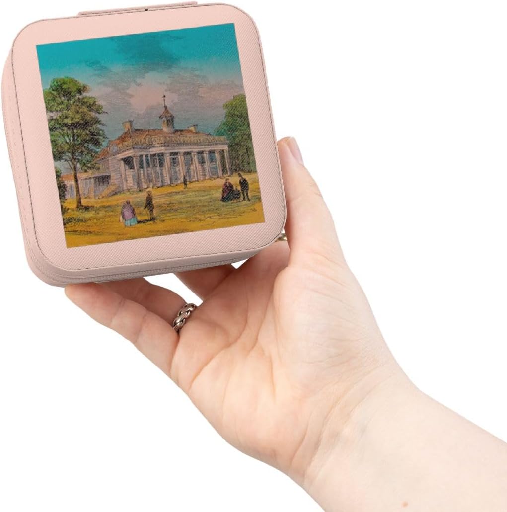 3dRose George Washingtons Mount Vernon Virginia Home Circa 1890 Vintage Jewelry Travel Case Pink