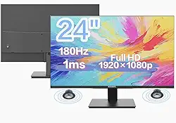 Monitor Gamer IPS 24 Polegadas, Full HD, 180Hz, 1ms, HDR400, G-SYNC, 250cd/m², Alto-falantes embutidos, Entradas HDMI/DisplayPort/USB/3.5mm