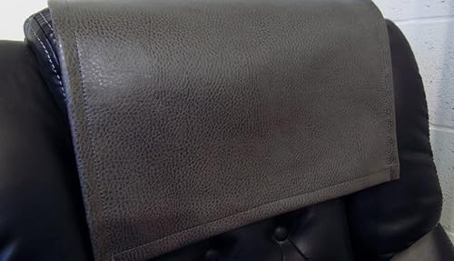 Miniatura 4 de luvfabrics Reposacabezas de piel sintética para sofá, sillón reclinable de vinilo para muebles (marrón oscuro, 18 x 20 pulgadas)