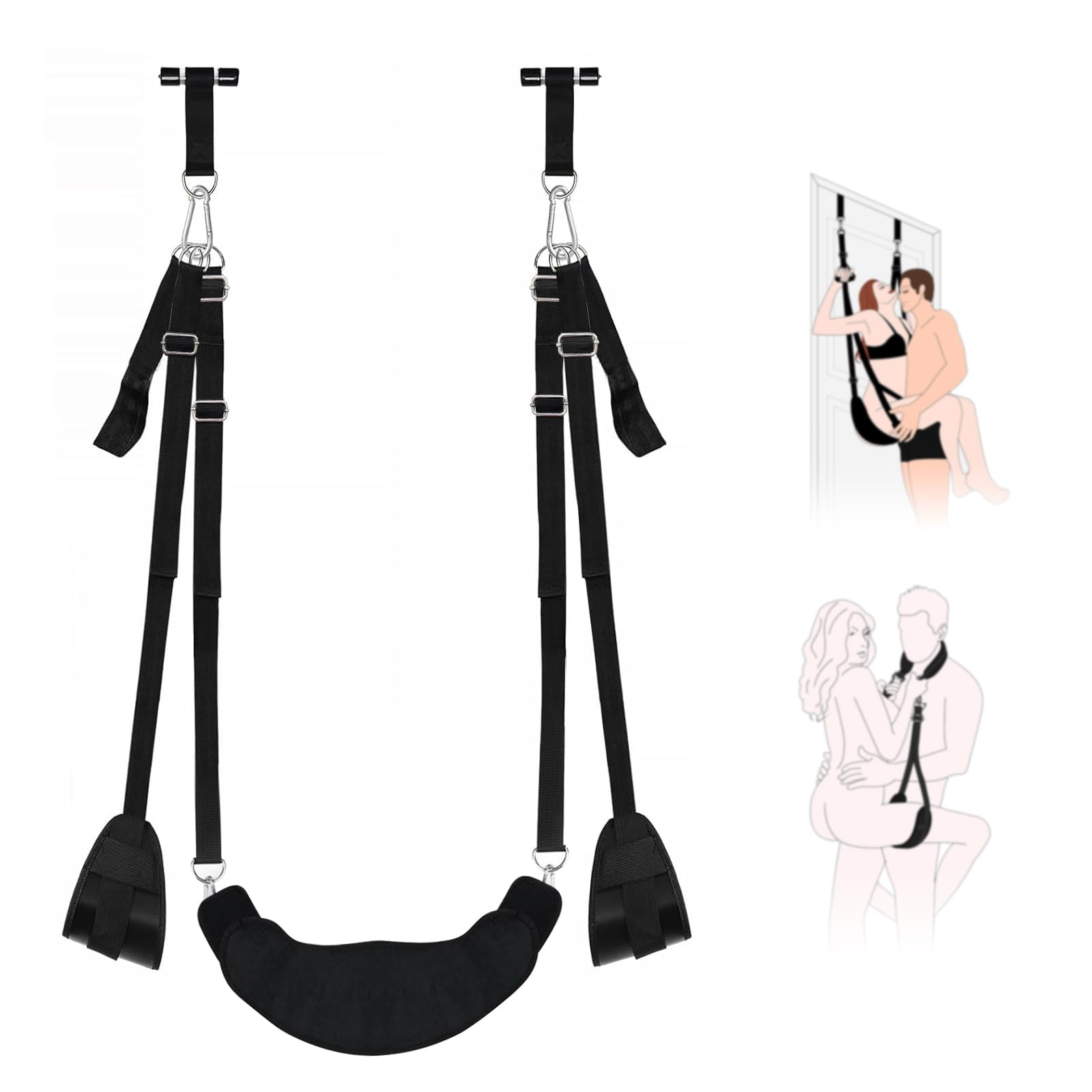 BDSM Sex Swing Bondage Restraints - Updaged 2 in 1 Door Sex Swing & Thigh Sling with Adjustable Straps Soft Plushs Thicked Metal Holds up to 400lbs,Sex Things for Couples Kinky Adult Sex Toys