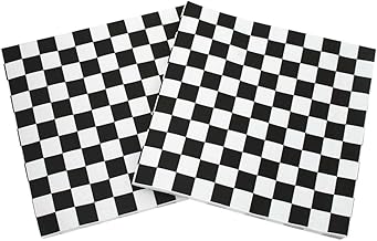 Lot de 80 serviettes de table carrées décoratives en papier Motif voiture de course Noir/blanc