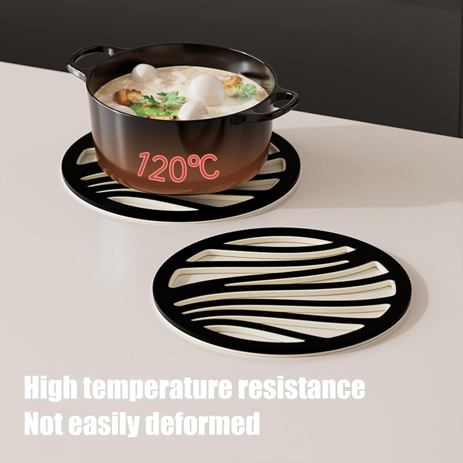 Pihura Silicone Trivet Mats 6pack, Wall Mounted Insulation Mat, Insulated Non-Slip Durable Kitchen Mats, Silicone Trivets for Hot Pots and Pans, Trivet Mats with Storage Rack 4