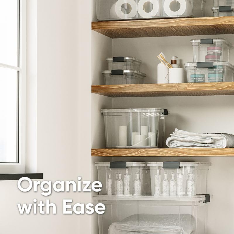 Miniatura 5 de Superio Cajas de almacenamiento transparentes con tapas, contenedores de plástico de 3.4 cuartos de galón para organizar, cajas apilables, sin BPA,