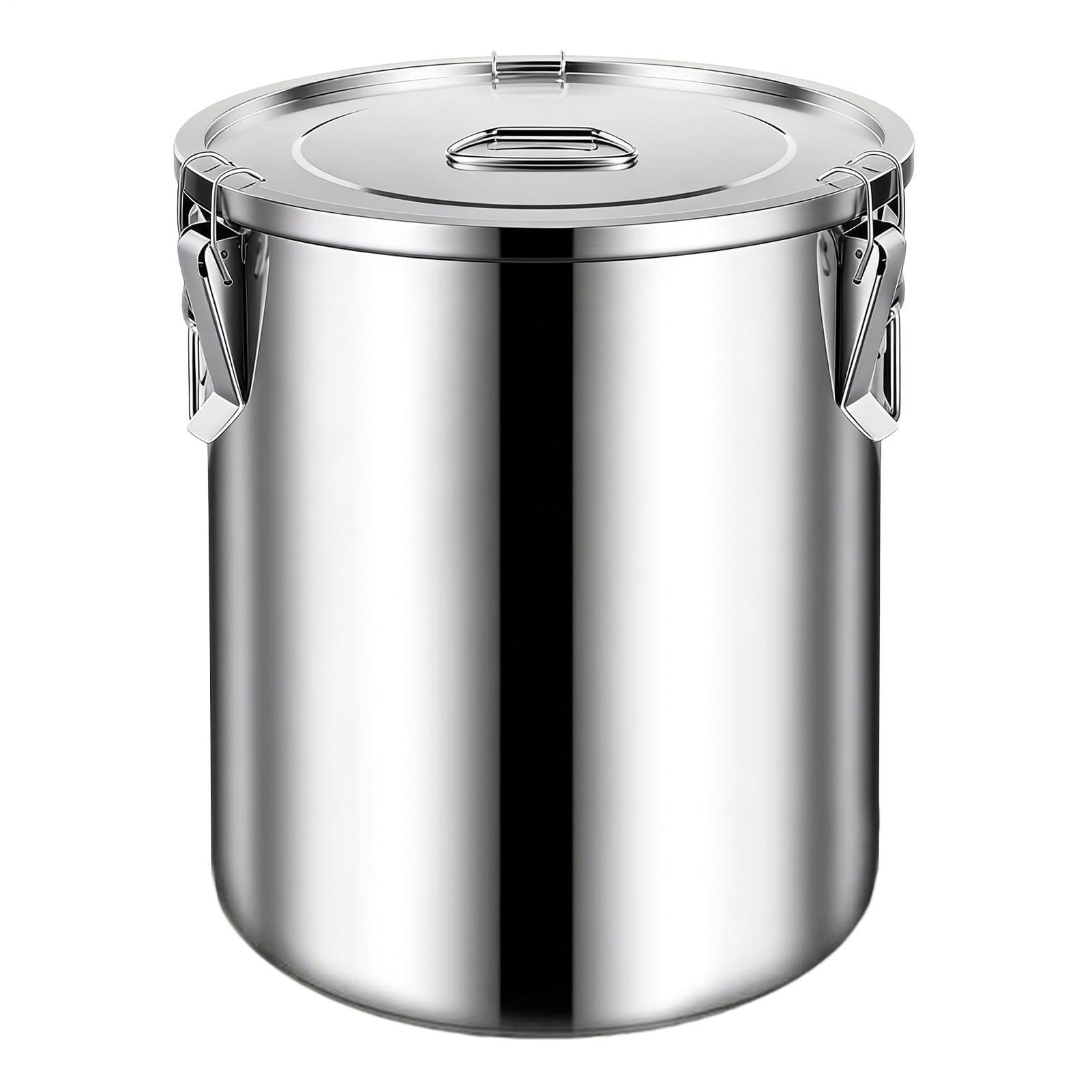 Contenedor de alimentos de acero inoxidable - Tarro de almacenamiento hermético de 7,87 pulgadas 6L | Organizador de despensa a prueba de óxido, contenedor de arroz para harina para cereales, cereales
