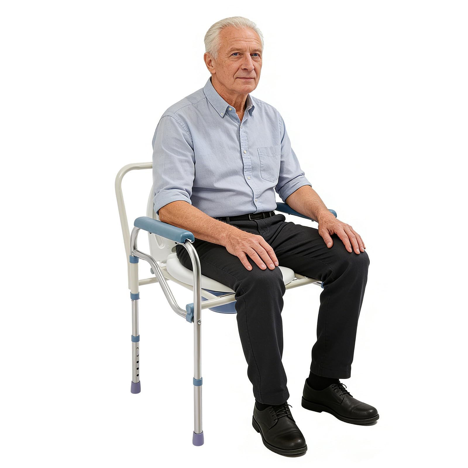 Silla de baño plegable con altura regulable 150 kg, para baño de personas
