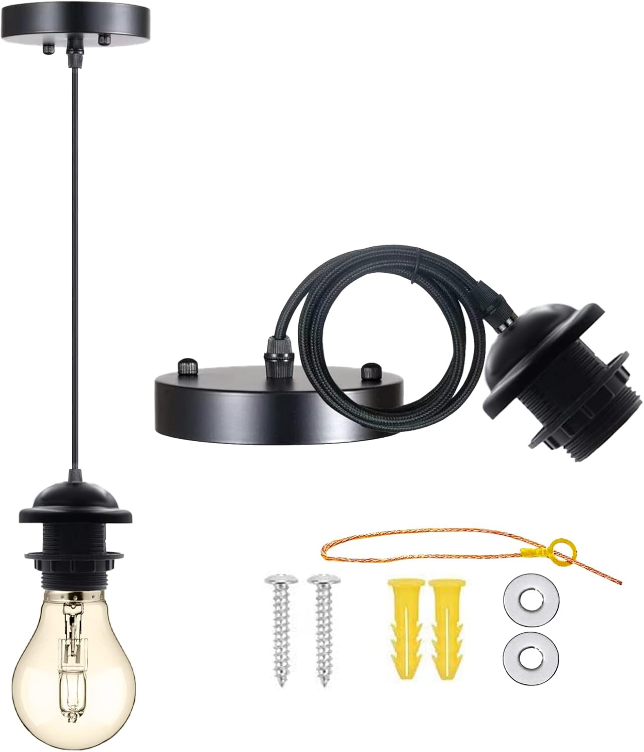 RXEAZIL Mini Industrial Pendant Light Kit, UL Listed E26 Lamp Socket