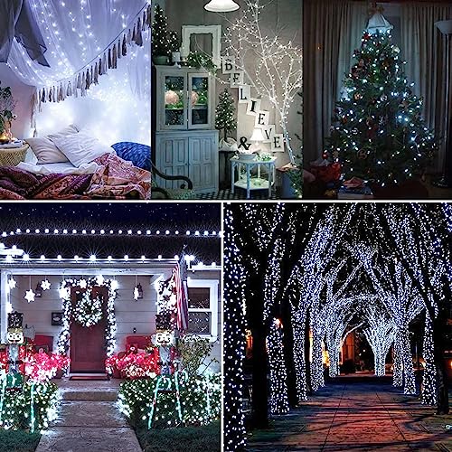 Toodour-Solar-Christmas-Lights-2-Packs-Total-144ft-400-LED-8-Modes-Solar-String-Lights-Waterproof-Solar-Outdoor-Christmas-Lights-for-Garden-Patio-Fence-Balcony-Christmas-Tree-Decor-White Toodour Solar Christmas Lights 2 Packs Total 144ft 400 LED 8 Modes Solar String Lights Waterproof Solar Outdoor Christmas Lights for Garden Patio Fence Balcony Christmas Tree Decor White