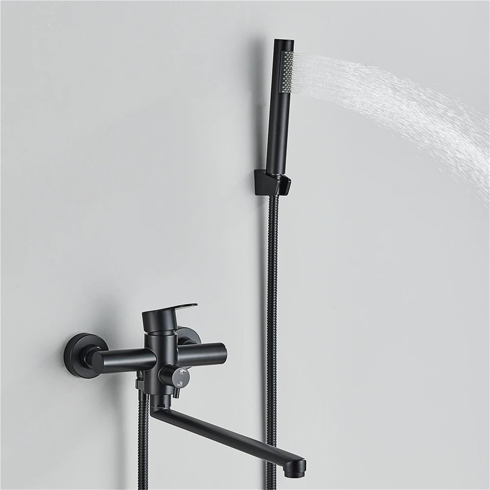 Bateria wannowo-prysznicowa do łazienki z obrotową wylewką 35 cm, montowana na ścianie, bateria mieszająca do wanny, ciepła i zimna woda, żuraw