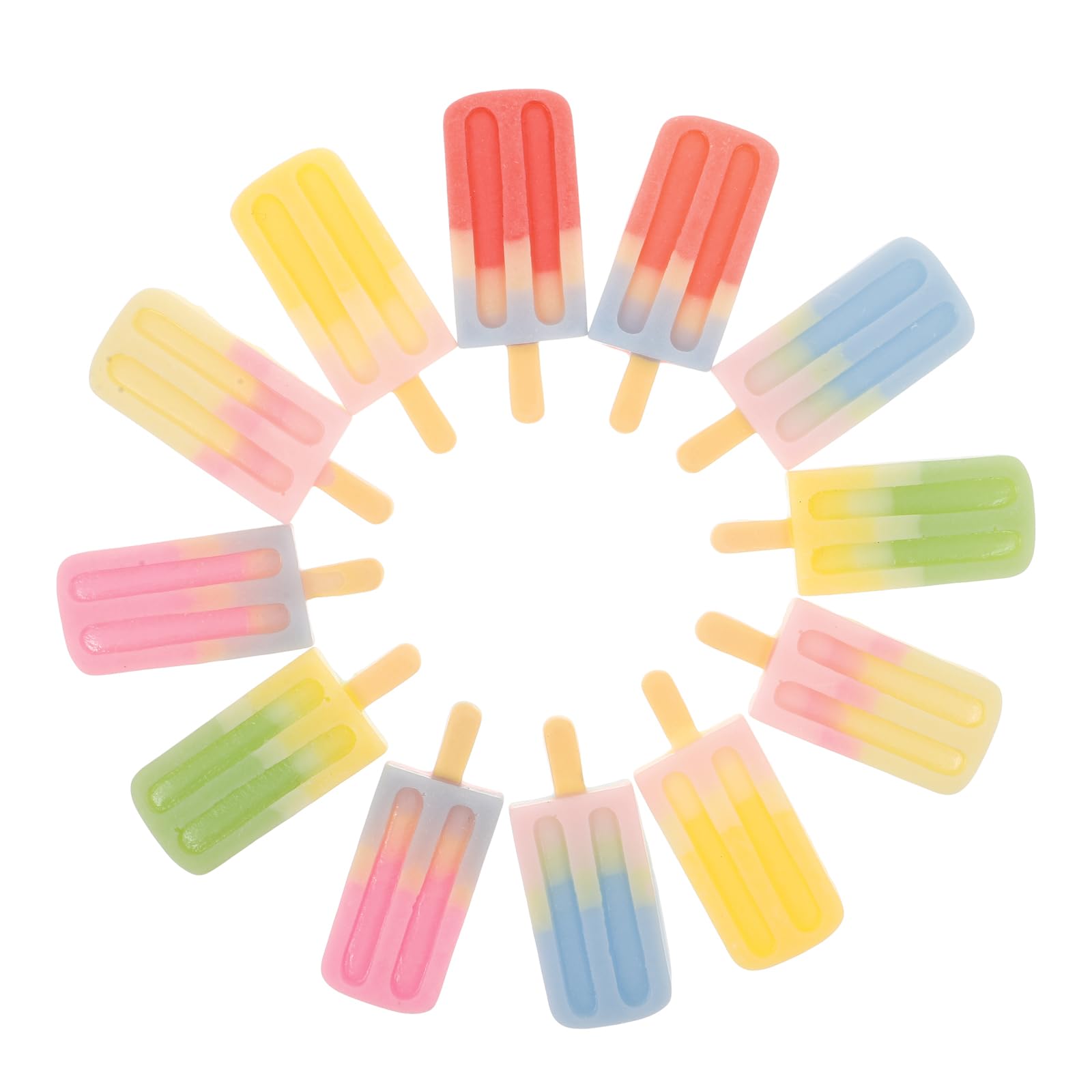Vaguelly 12pcs Miniature Colorful Fake Ice Cream Resin Charms Cute Ice Lolly Props for DIY Crafts Phone Covers and Doll House Lifelike Mini Dessert Accessories