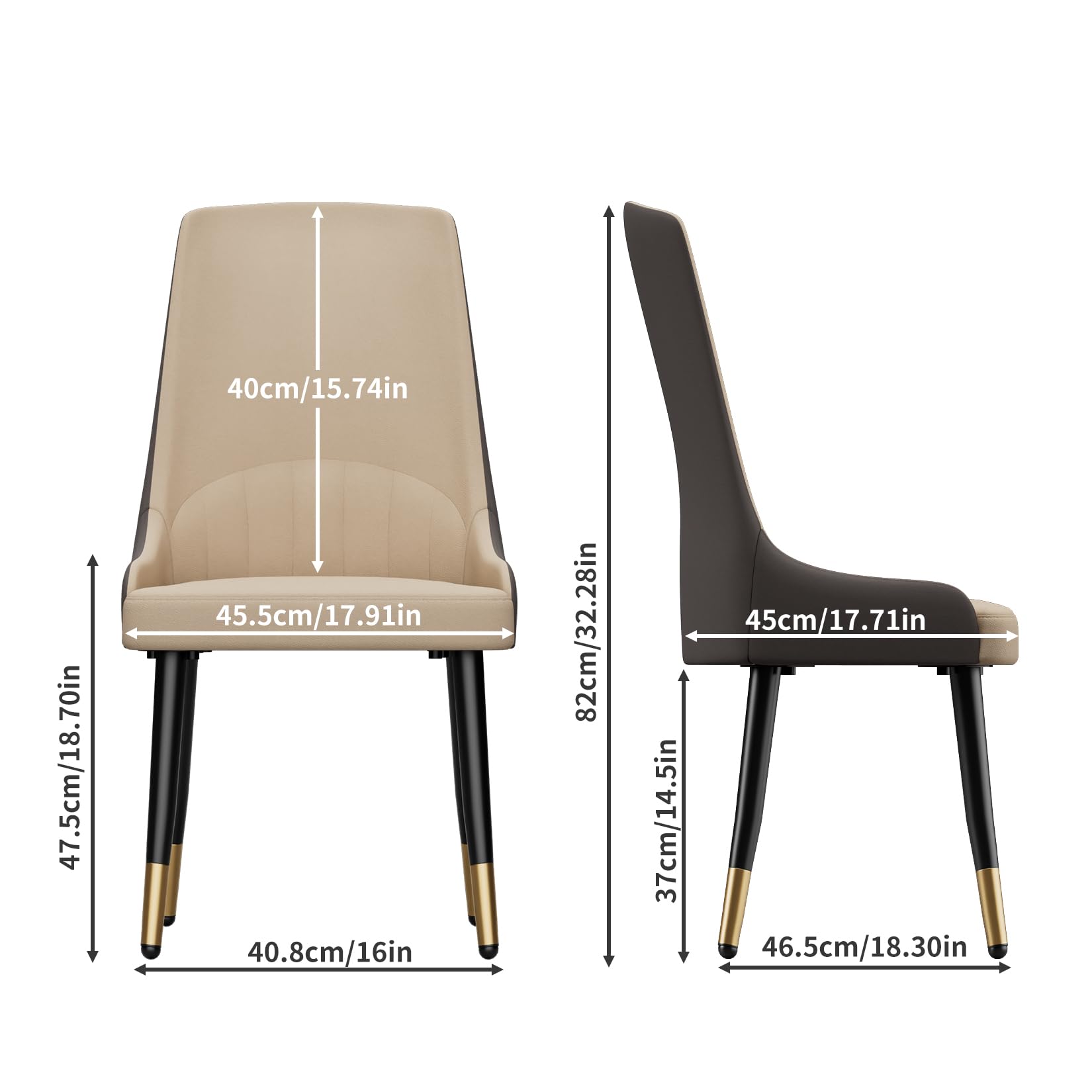 Lot De 2 Chaises De Salle à Manger FATIVO – Cuir Microfibre, Pieds Métal, Rembourrées, Design Moderne Gris/Crème