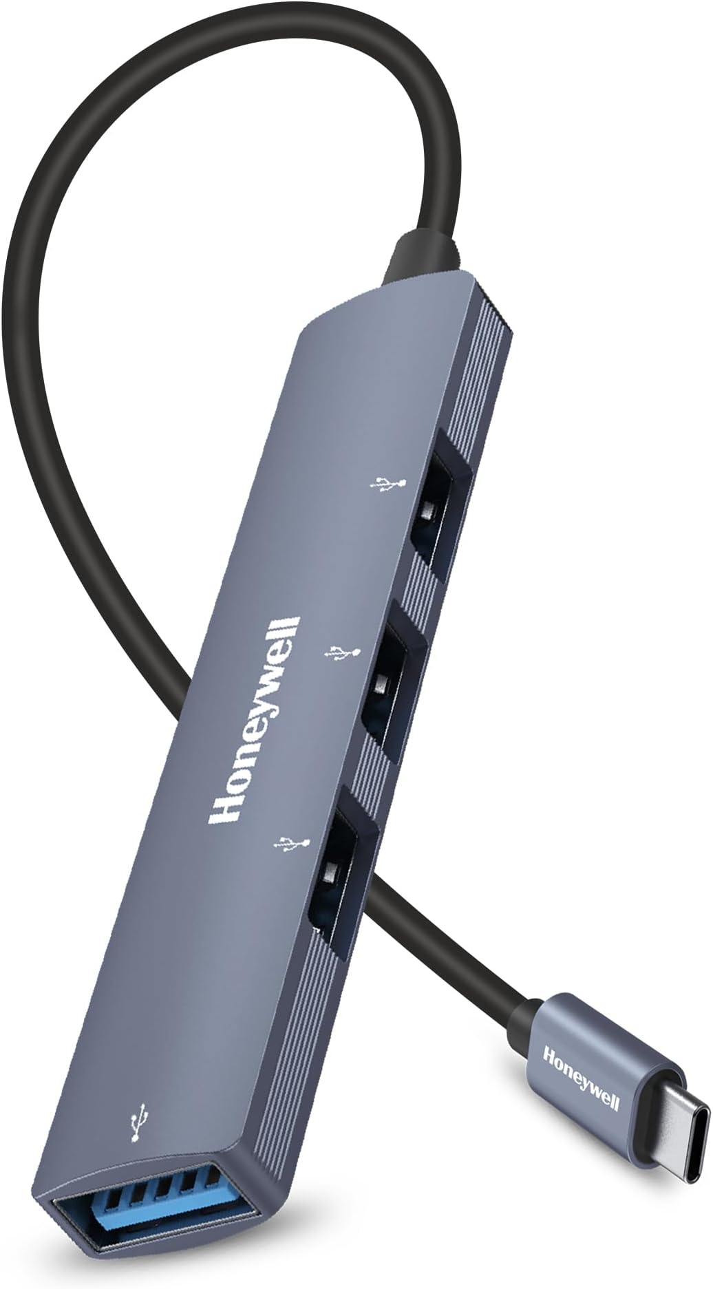 Honeywell 4in1 Ultra Slim USB Hub 1xUSB 3.0 & 3xUSB 2.0 Ports,30cmscableCable,DataTransfer Speed Upto 5GBPS,Universally Compatible with All USB,PC,Speaker,Laptop,Hard Drive etc.