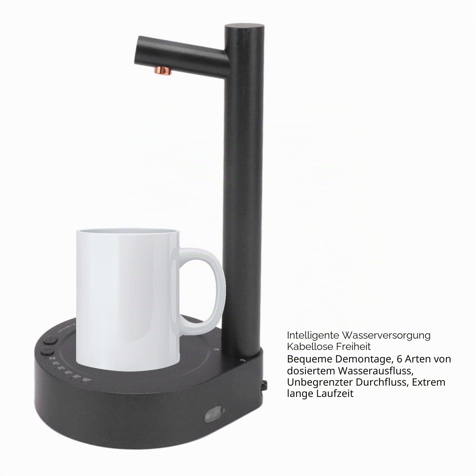 Kabellose Wasserflaschenpumpe, Kabellose Wasserflaschenpumpe, Abnehmbarer Automatischer Wasserspender, Tragbarer Wasserpumpenspender für Zuhause, Küche, Büro (Schwarz)