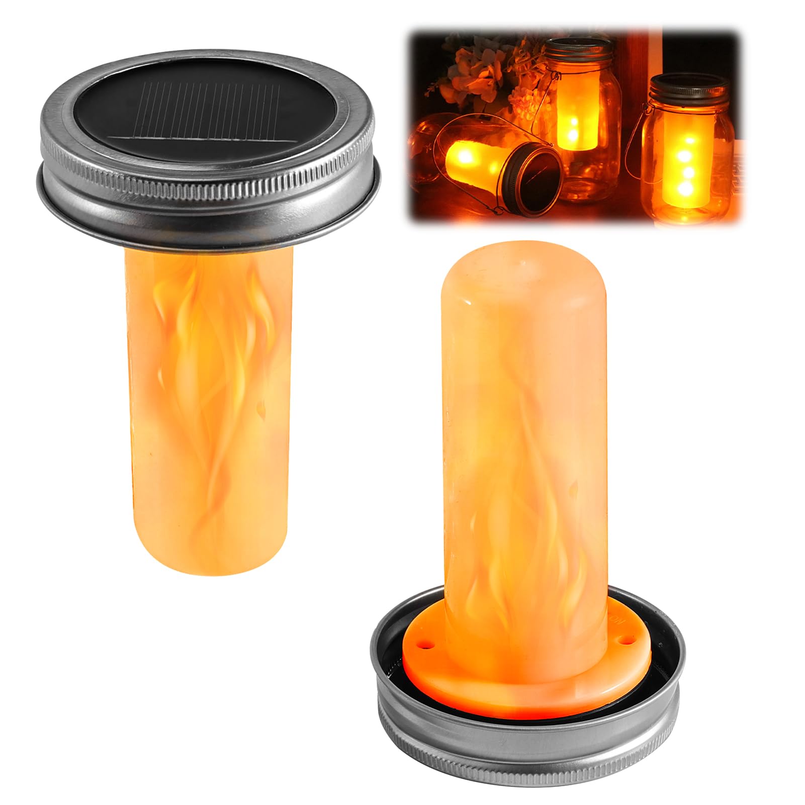 2 Pack Solar Light Replacement Covers 7 cm – Solar Panel Replacement for Garden Solar Lights, Bottle Light, Warm White, Solar Replacement Top for Outdoor Lanterns, Hanging, Garden & Terrace Solar