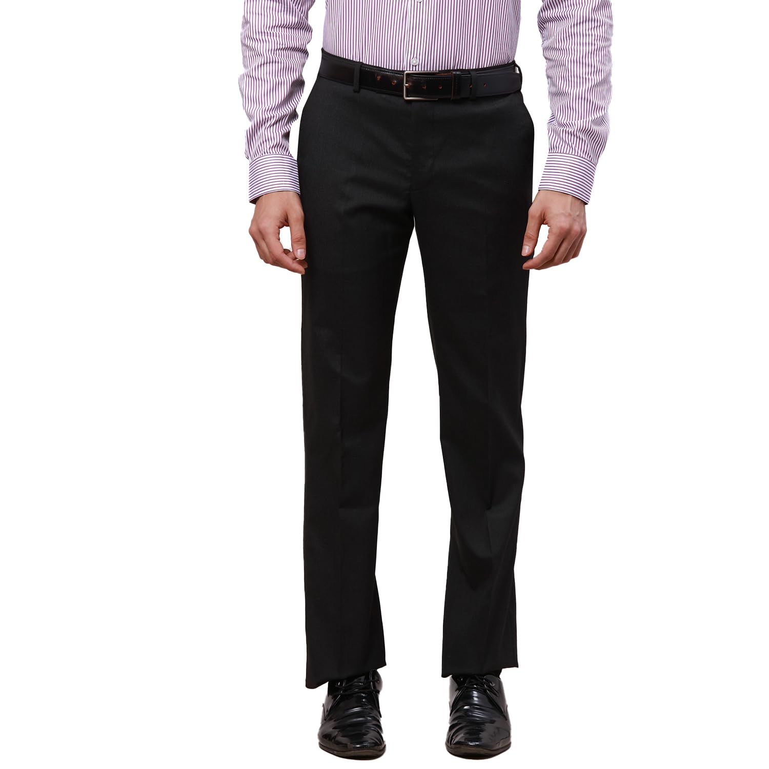 park avenue Men Mid Rise Poly Rayon Blend Checks Pattern Smart Fit Flat Front Formal Trouser-picture-19