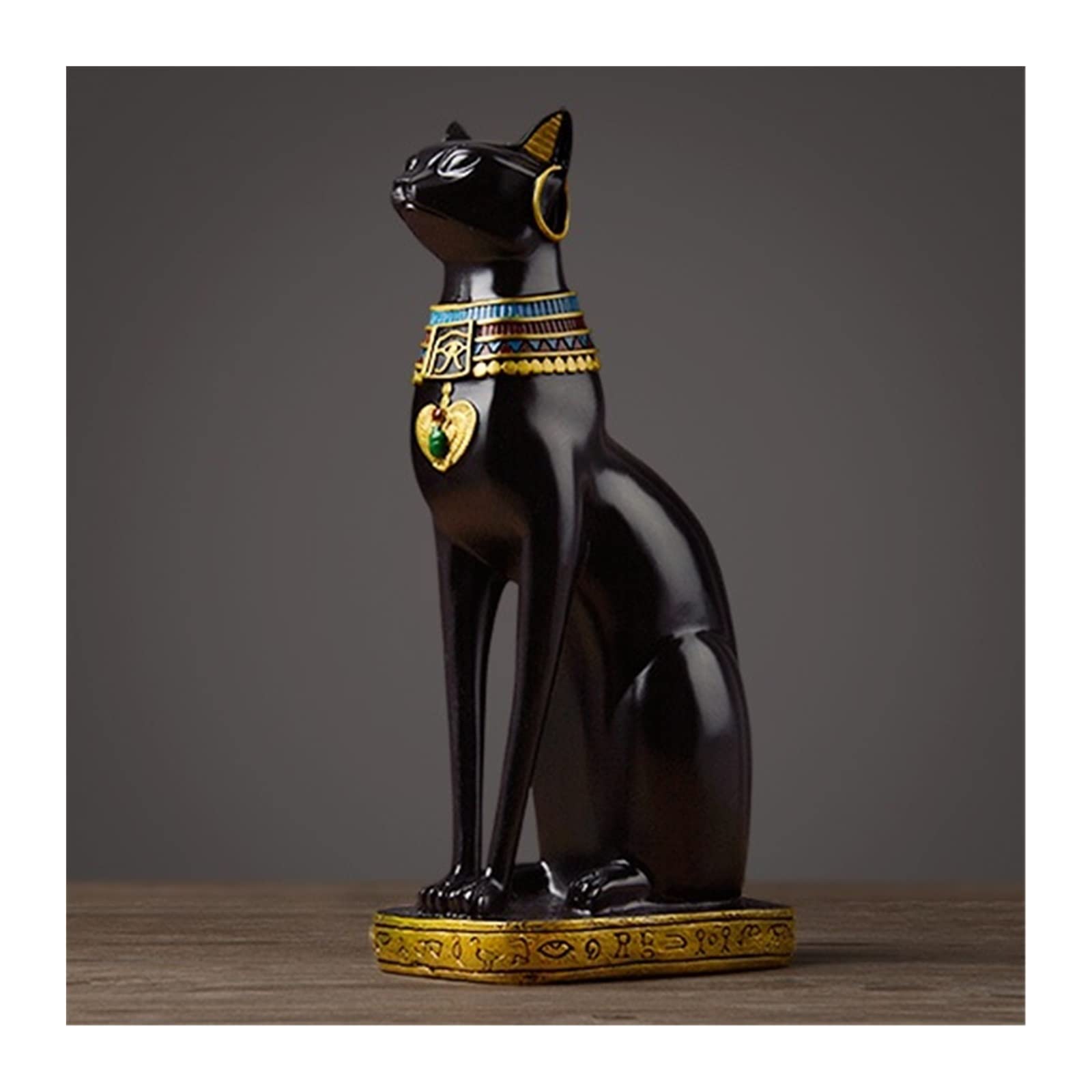 Statue Chat égyptien noir en résine style vintage pour décoration de table