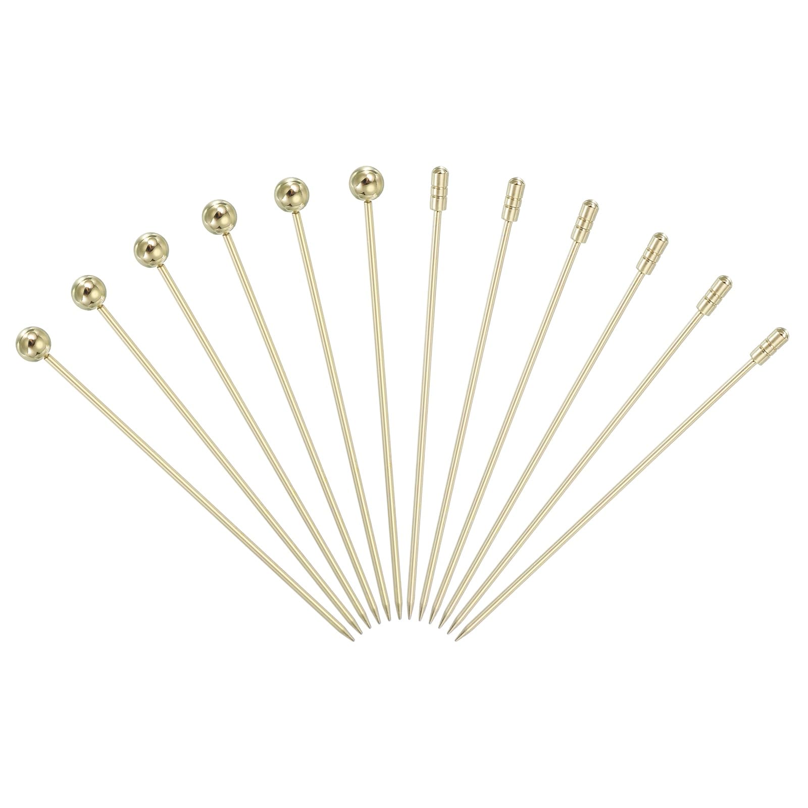 Pics à cocktail en acier inoxydable doré chic | Lot de 12