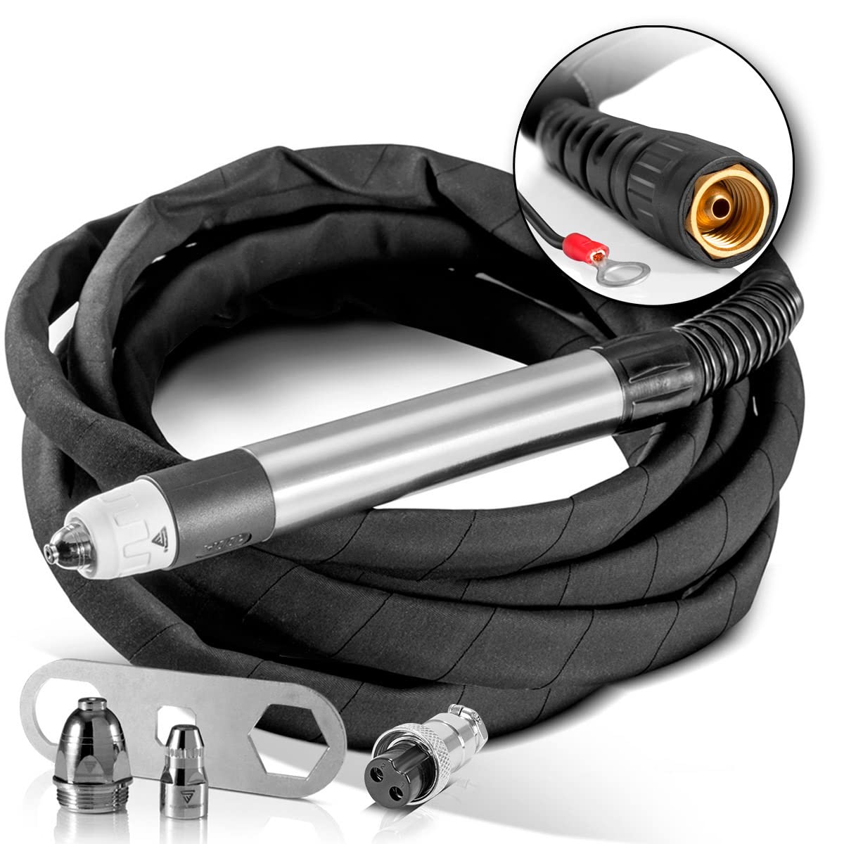 STAHLWERK P-80 CNC torche de découpe 8 mètres pour découpeuse plasma avec allumage pilote, boîtier en acier inoxydable, adapté aux tables CNC/installations CUT