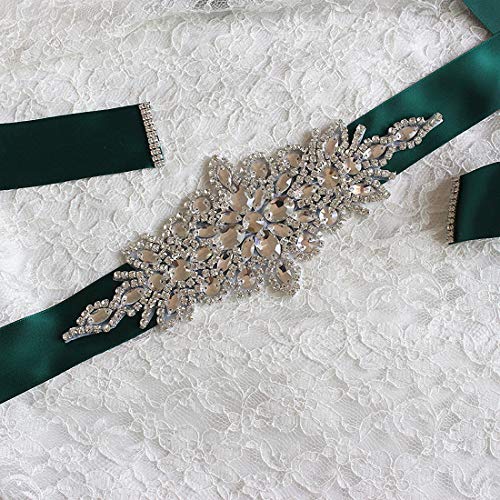 Ulalaza Women Prom Evening Dress Decorative Waistband Bridal Crystal Sashes Wedding Belt Sash with Rhinestones2