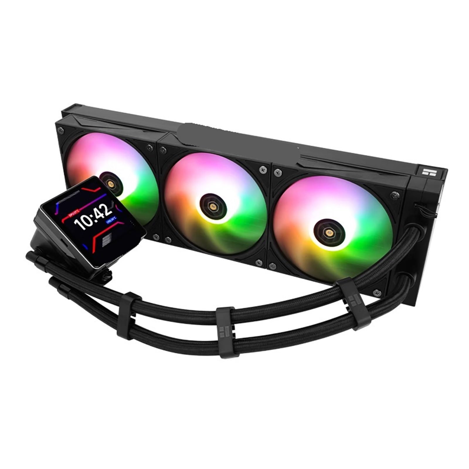JJKKOZVQF 1PCS 360 All-in-one CPU Water cooling 3.4-inches 480 * 480 resolution LCD screen for LGA1851/1700 AM4 AM5(B1ack)