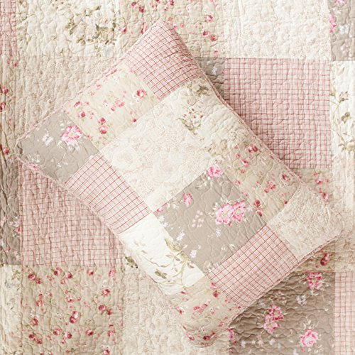 Slpr Secret Garden 3-Piece Cotton Queen Bedding Set - Pink Floral Quilt With 2 Shams: Country Chic Comforters Queen Size, Farmhouse Bedding, Floral Bedspread, Lodge Bedding Sets & Collections #TOP1