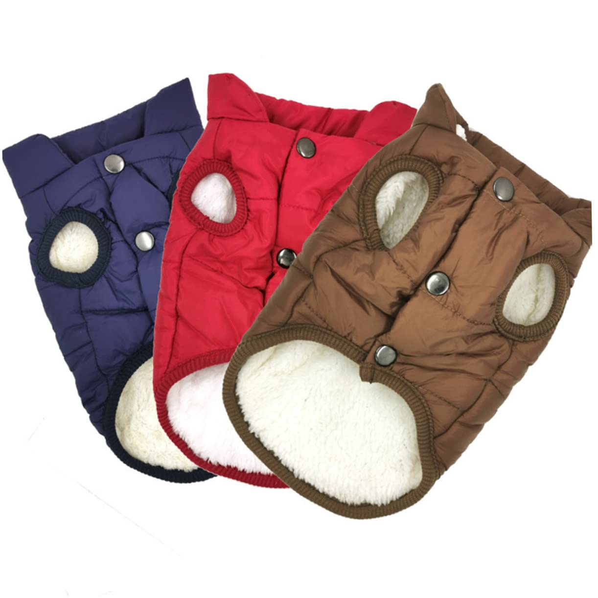 FRCOLOR 3pièces Gilet Hiver pour Chien Veste Chaude Et Confortable pour Animaux De Compagnie Vêtement Extérieur pour Promenades Hiver Rouge XS