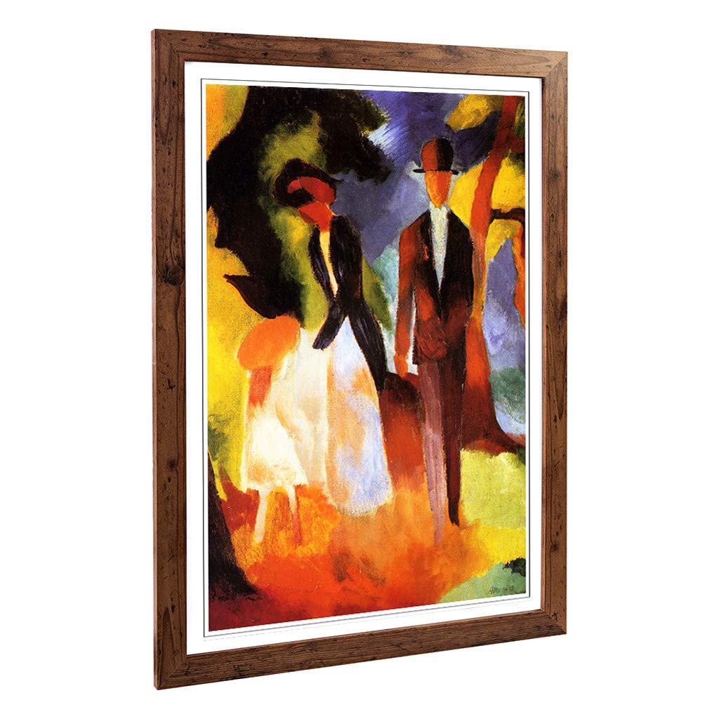 Big Box Art Framed Print of August Macke Couple with Daughter Design | Wall Art Picture | Home Decor for Kitchen, Living Room, Bedroom, Hallway, Walnut, A2 / 24.5x18 Inch / 62x45cm