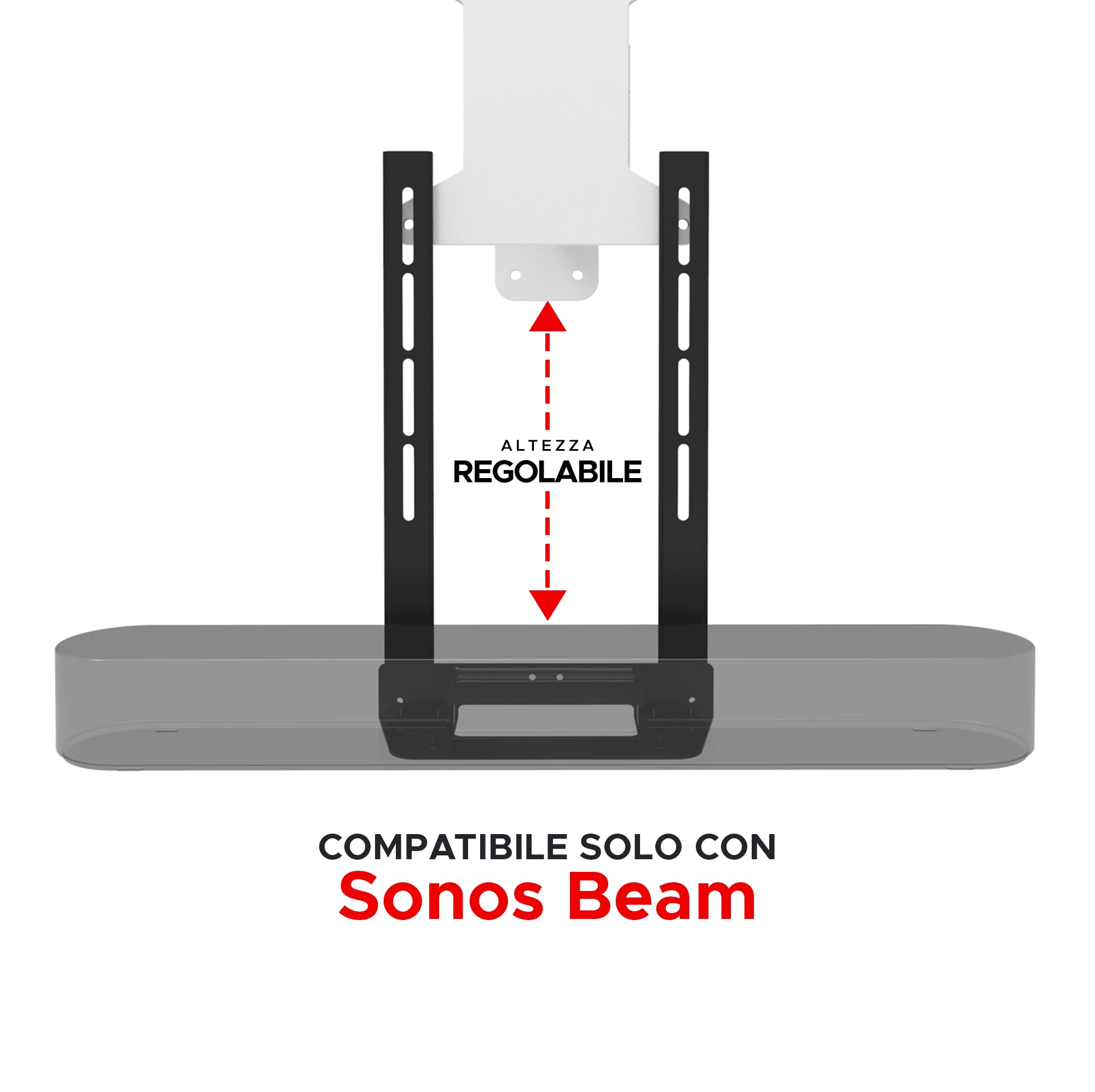 Sound bass Supporto TV per Soundbar Beam, Sotto il TV, Nero | Compatibile con Sonos Beam Soundbar Generazione 1 & 2, Staffa di Montaggio per Appendere al TV, Kit Hardware Completo Incluso