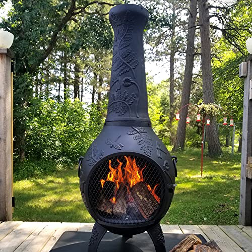 The Blue Rooster NALCHDAL014 Dragonfly Cast Aluminum Chiminea In Charcoal thumb #3
